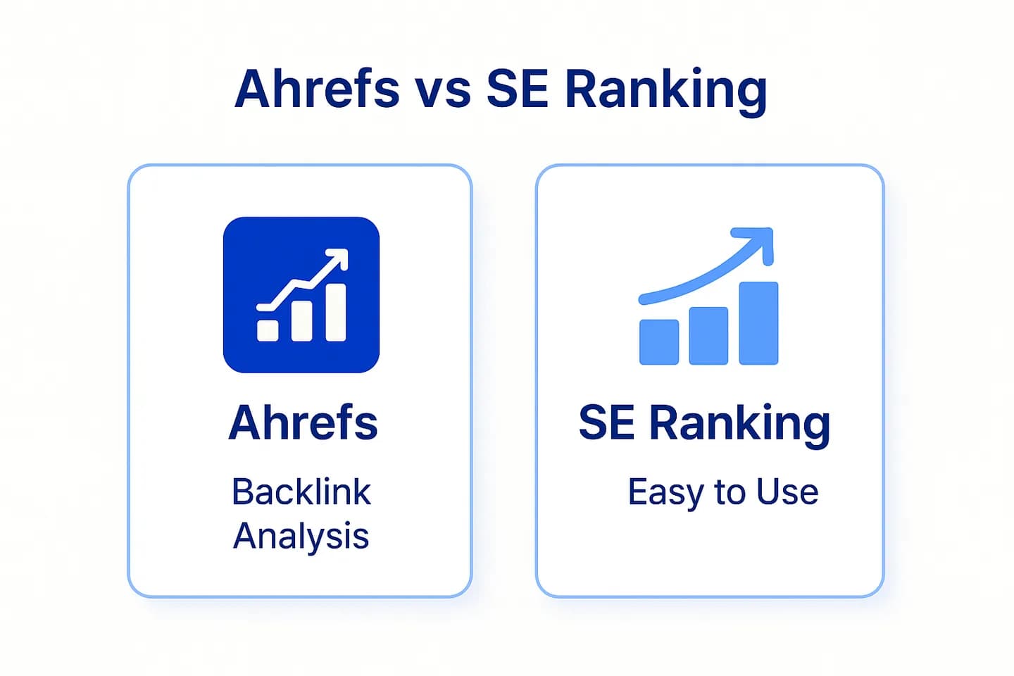 Infographic comparing Ahrefs (backlinks and massive data), SE Ranking (all-in-one suite with great value) and ChatSEO (AI on your real Search Console data)
