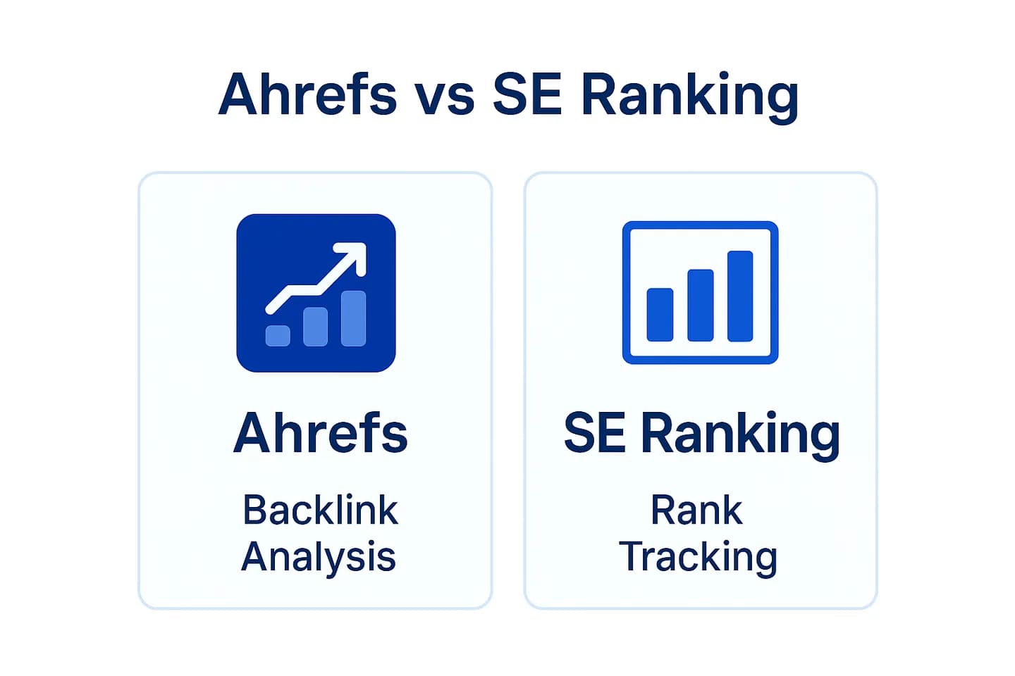 Infographie comparant Ahrefs (backlinks et données massives), SE Ranking (suite tout-en-un au bon rapport qualité-prix) et ChatSEO (IA sur vos vraies données Search Console)
