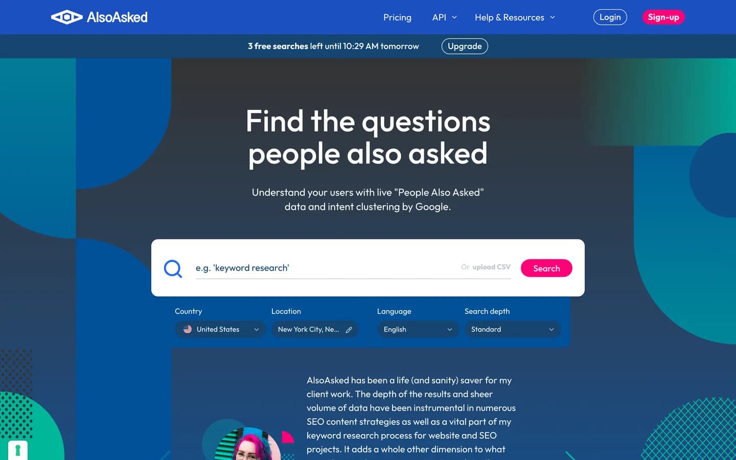 AlsoAsked homepage