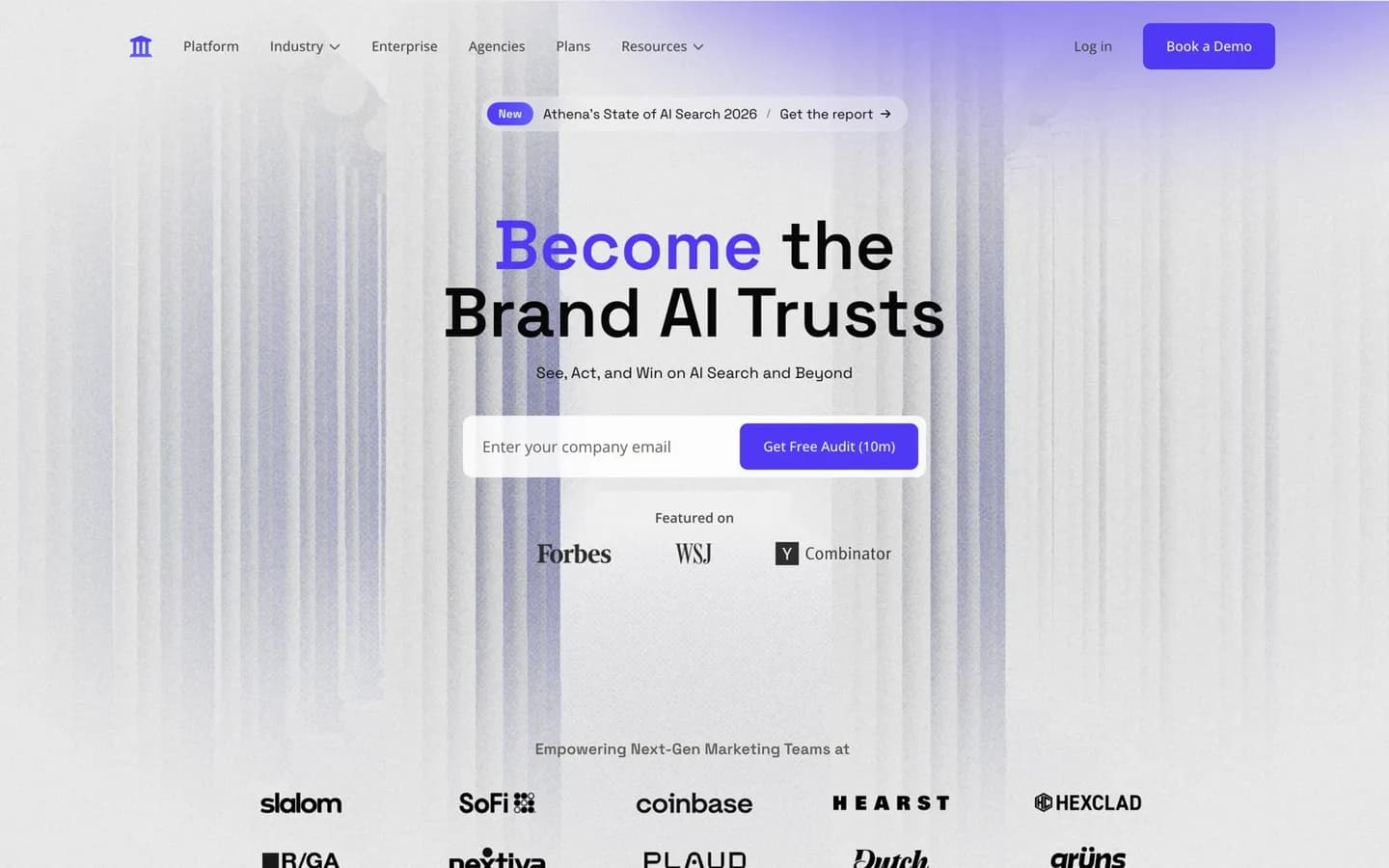 AthenaHQ homepage, October 2026