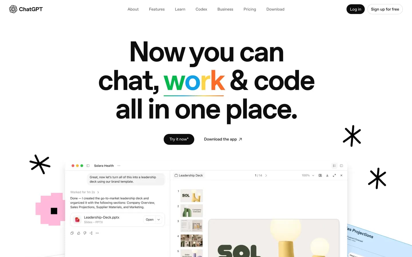Page de présentation de ChatGPT