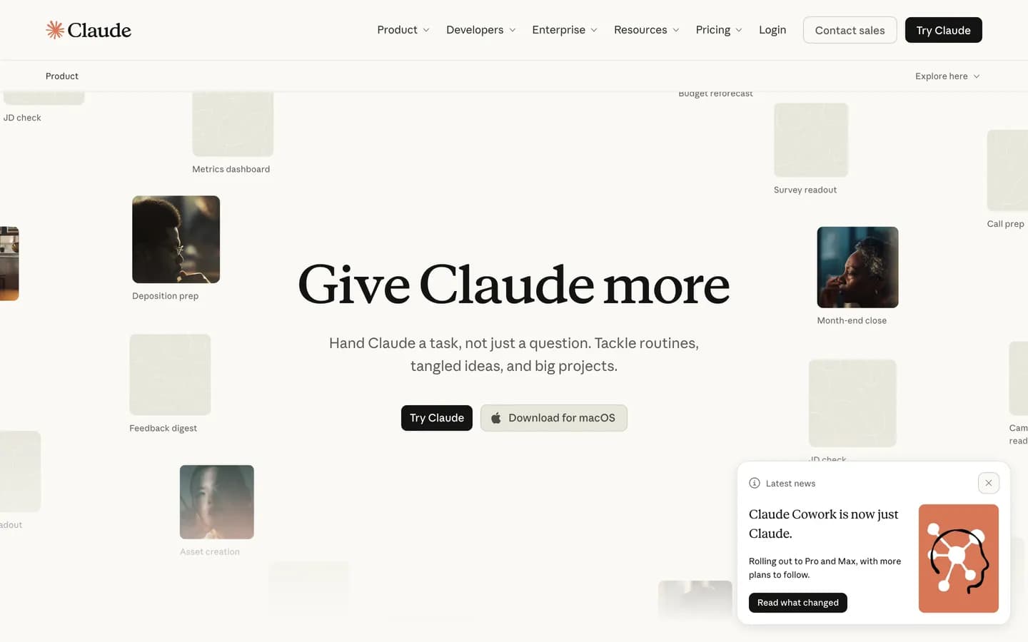 Claude product overview page