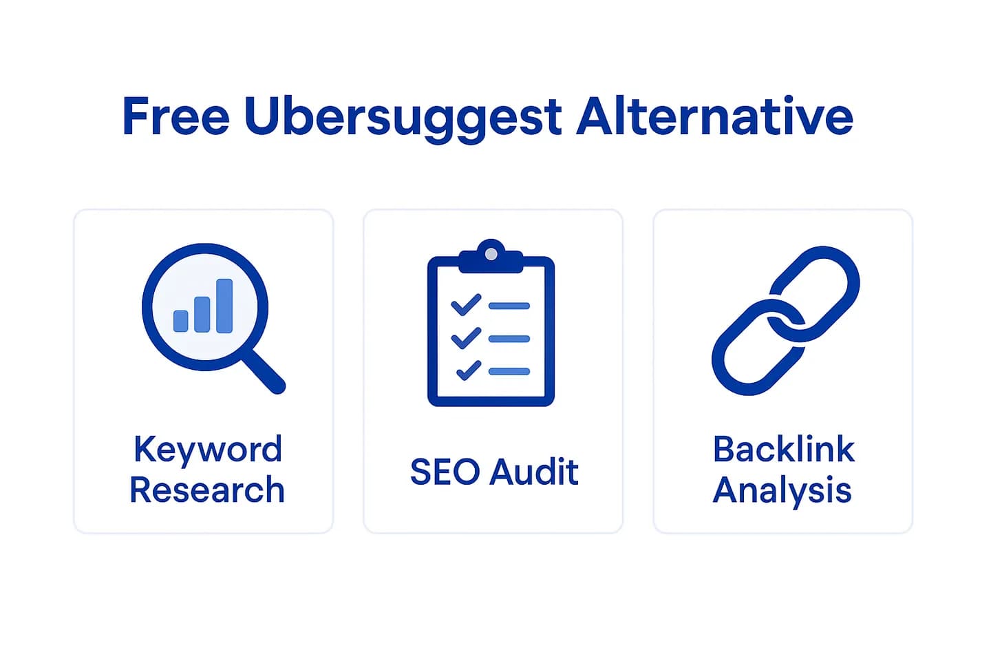 Infographic comparing free Ubersuggest alternatives: Google Search Console, Ahrefs Webmaster Tools and ChatSEO