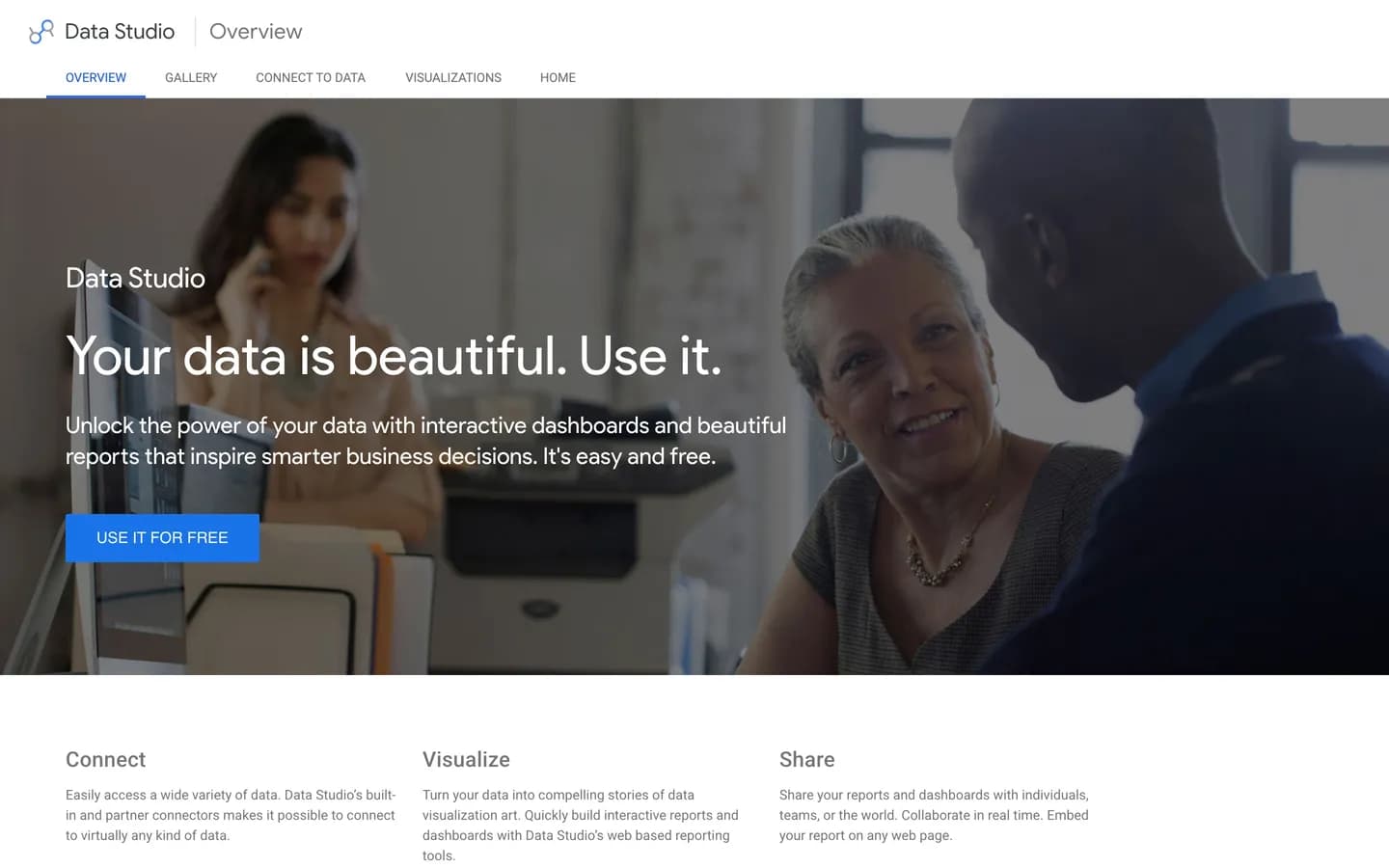 Google Data Studio (formerly Looker Studio) overview page
