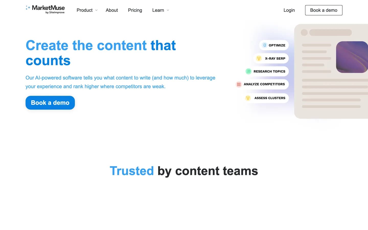 MarketMuse homepage