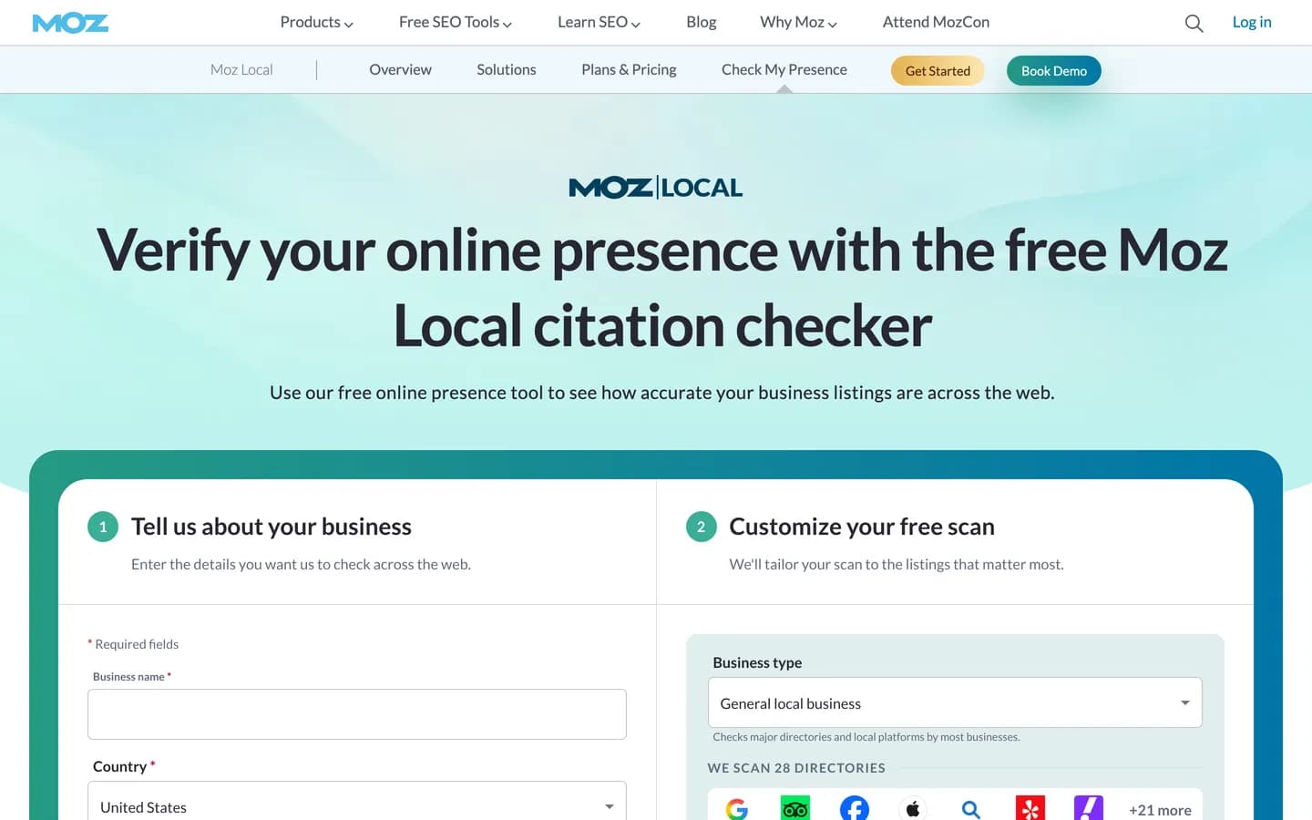 Vérificateur de citations gratuit de Moz Local