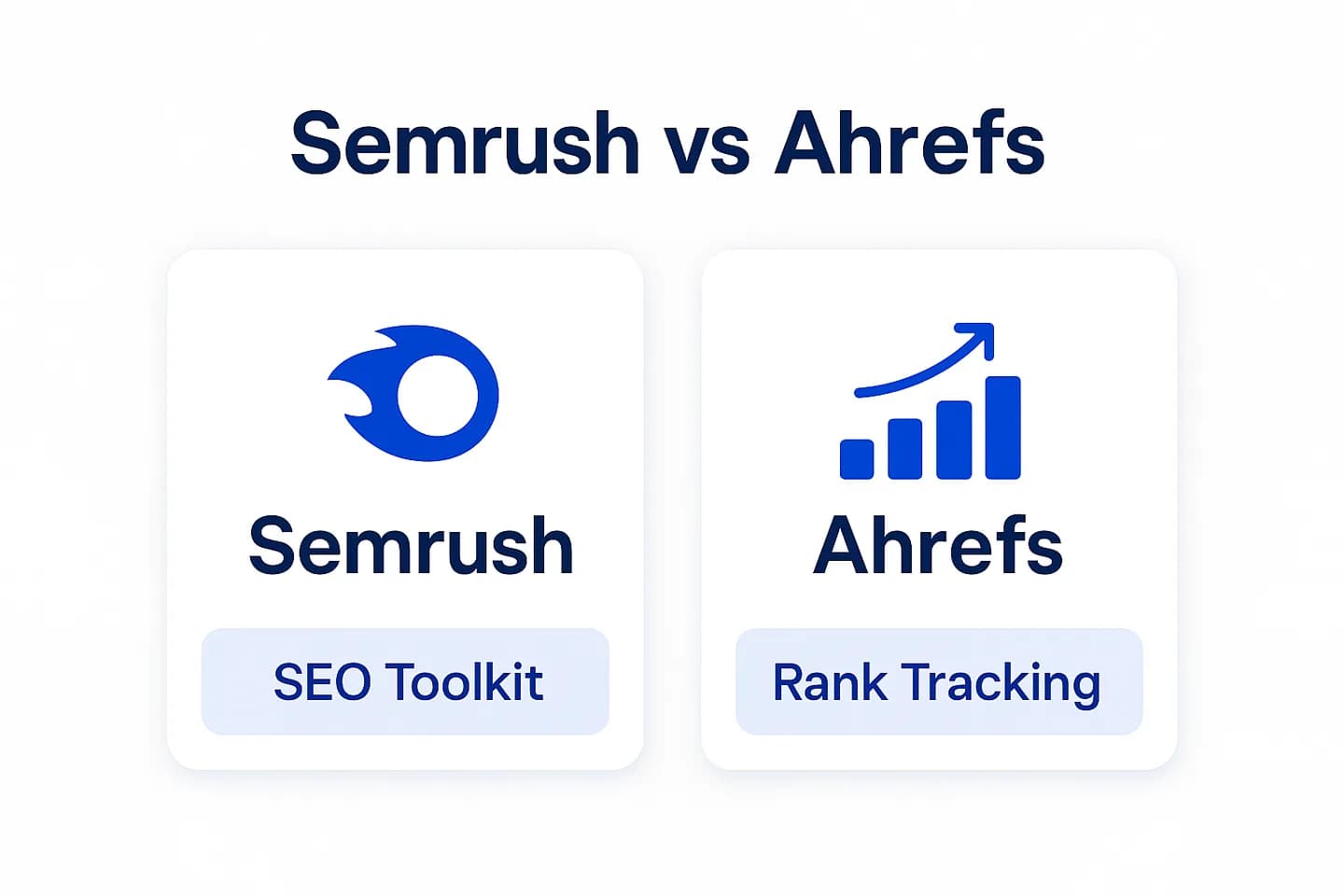 Infographic comparing Semrush (all-in-one marketing platform), Ahrefs (backlinks and multi-engine exploration) and ChatSEO (AI on your real Search Console data)