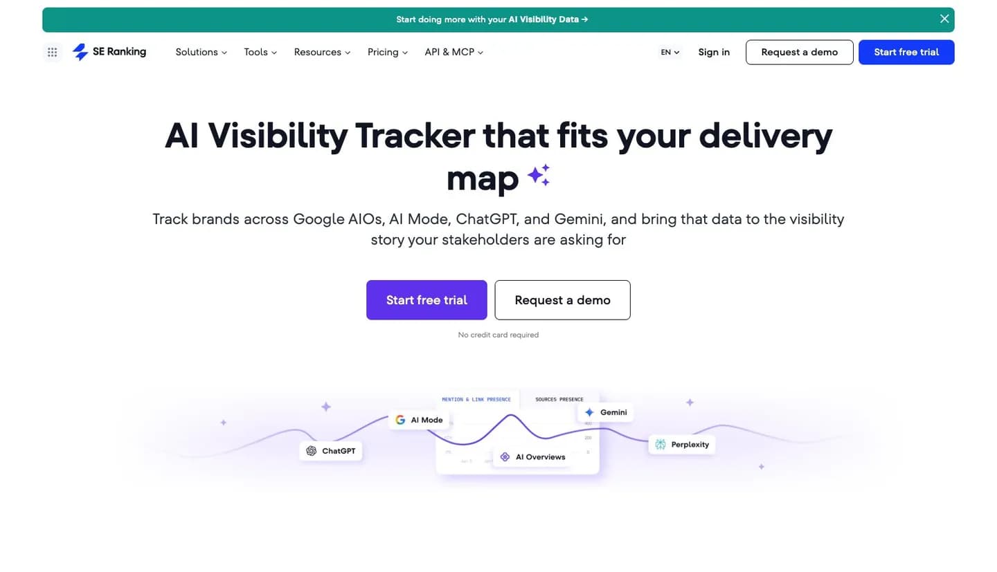 SE Ranking AI Visibility Tracker page, October 2026