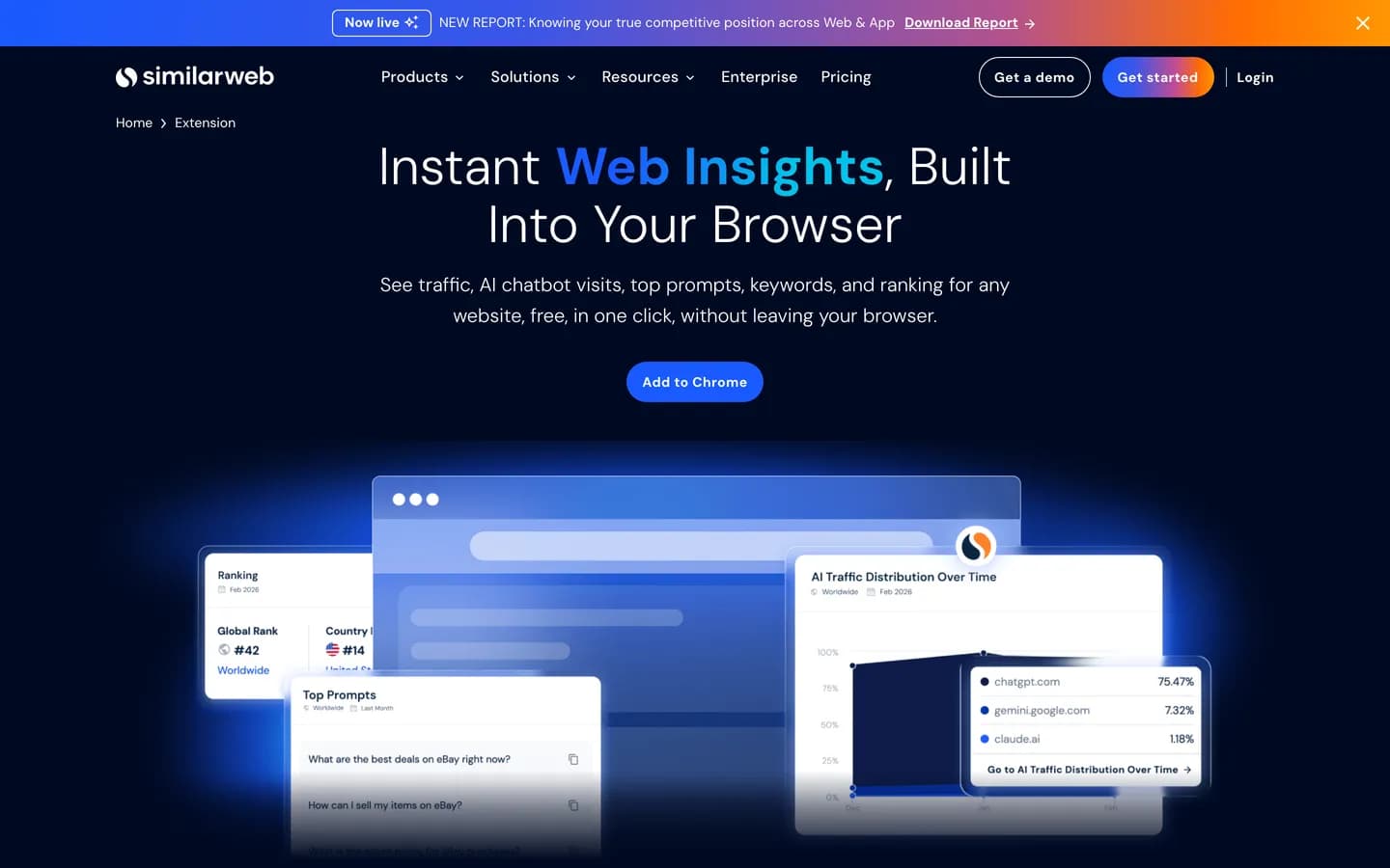 Similarweb free browser extension page, October 2026