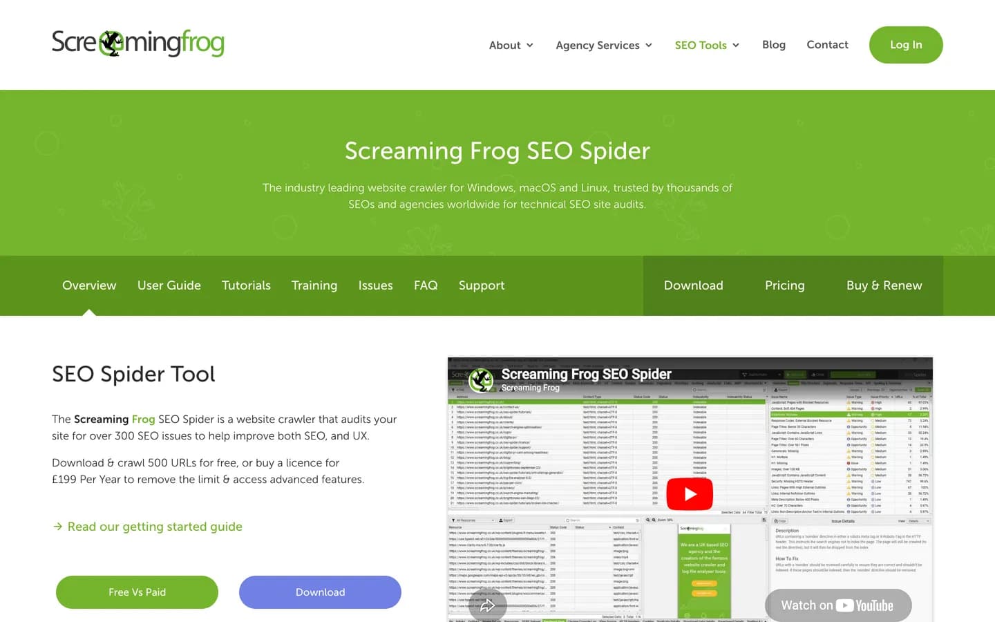 Screaming Frog SEO Spider homepage