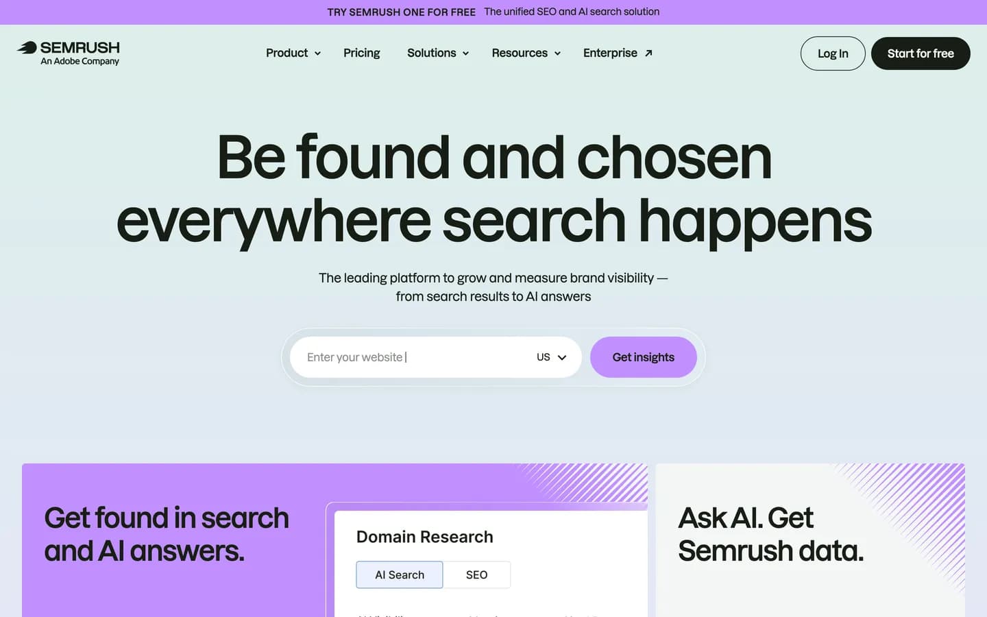 Semrush homepage