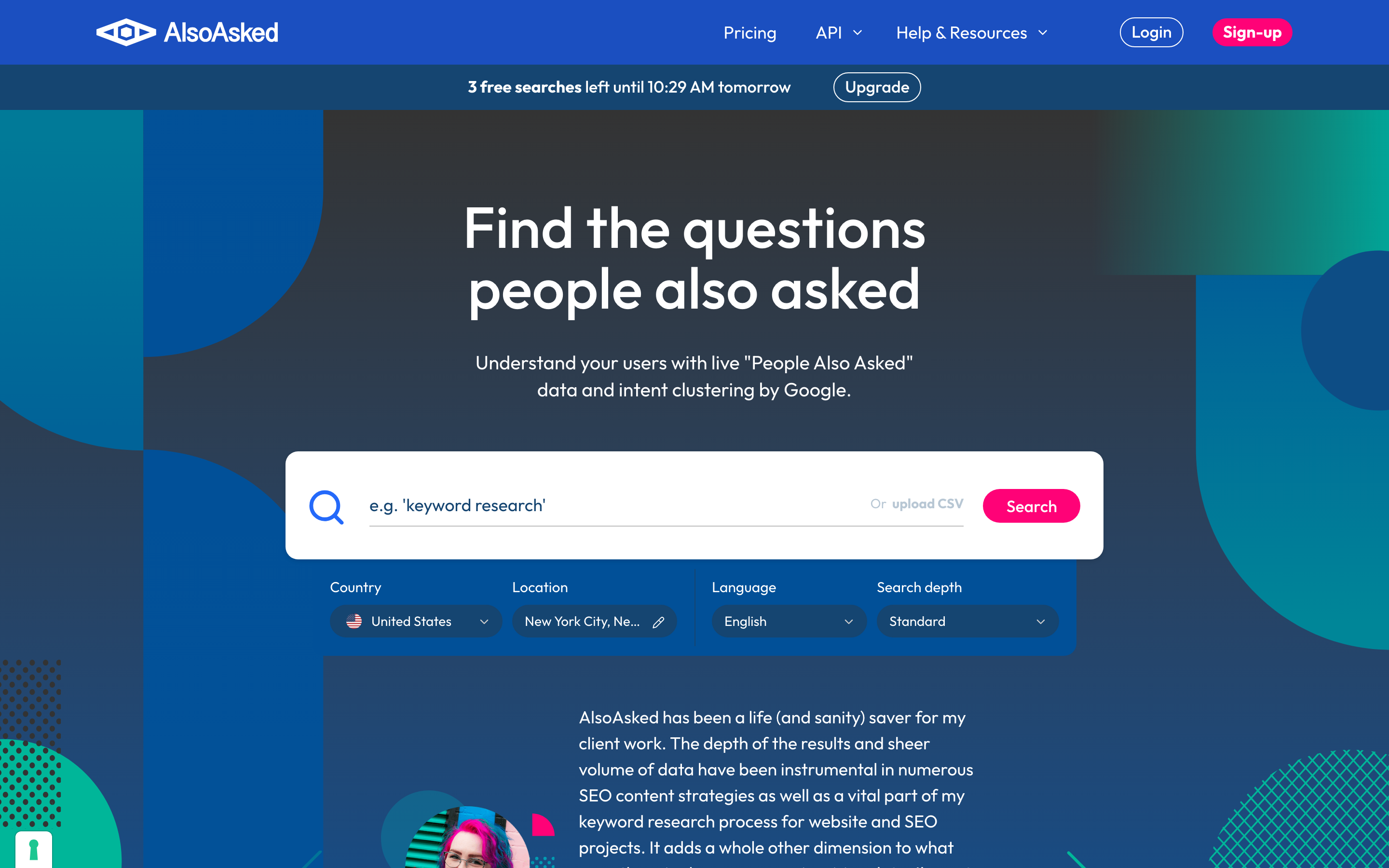 AlsoAsked homepage